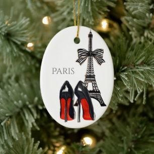 Décoration En Céramique Tour Eiffel et talons hauts Rouge, Noir Noël