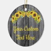 Décoration En Céramique Tournesol en bois rustique personnalisé Texte pers (Gauche)