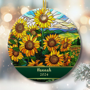 Décoration En Céramique Tournesols en verre coloré personnalisés