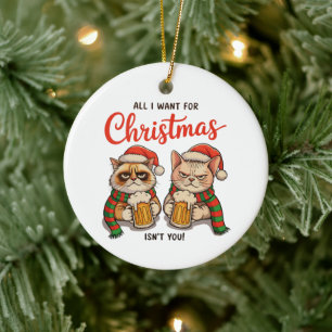 Décoration En Céramique Tout ce que je veux pour Noël n'est pas vous Chats