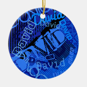 Décoration En Céramique Tout nom personnalisable créatif bleu