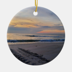 Décoration En Céramique Traces de tortues au lever du soleil