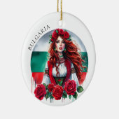 Décoration En Céramique Tradition du drapeau bulgare Folklore Femme Roses (Droite)