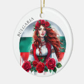 Décoration En Céramique Tradition du drapeau bulgare Folklore Femme Roses (Gauche)