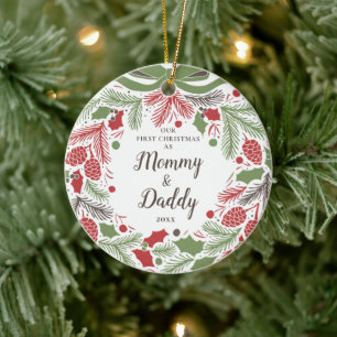 Décoration En Céramique Traditionnel Notre Premier Noël Comme Maman & Papa
