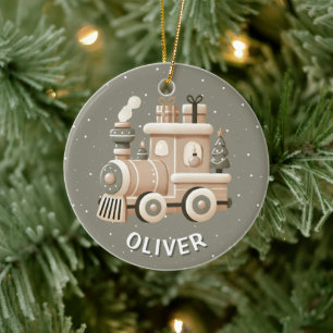 Décoration En Céramique Train de Noël personnalisé pour enfants