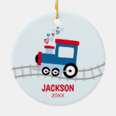 Décoration En Céramique Train rouge et bleu enfants (Dos)