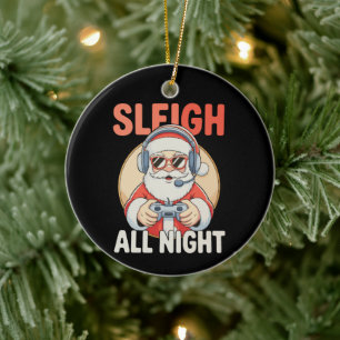 Décoration En Céramique Traîne toute la nuit Santa Gamer Jeux vidéo Noël