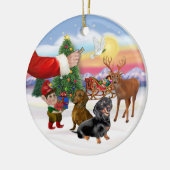 Décoration En Céramique Traitement pour deux Dachshunds (Gauche)