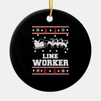 Décoration En Céramique Travailleur de ligne - Lineman Ugly pull de noël