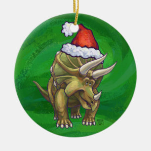 Décoration En Céramique Triceratops Christmas Green