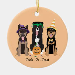 Décoration En Céramique Trick Ou Traiter Les Chiens En Costumes D'Hallowee