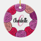 Décoration En Céramique Tricot en laine violet et rose cadeau (Dos)