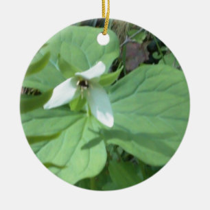 Décoration En Céramique trillium blanc avec verdure