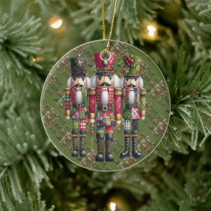 Décoration En Céramique Trio de casse-noisettes de Noël en patchwork fanta