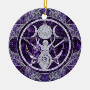 Décoration En Céramique Triple Moon - Goddess -Amethyst and Silver