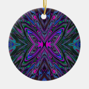 Décoration En Céramique Trippy Magenta, Bleu et Vert Papillon Abstrait