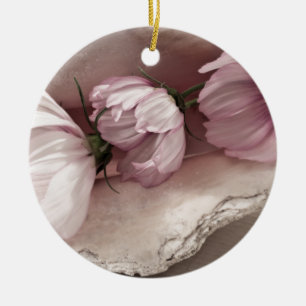 Décoration En Céramique Trois cosmos roses
