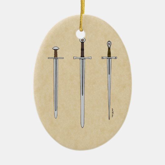 Décoration En Céramique Trois épées médiévales 2016 (Devant)