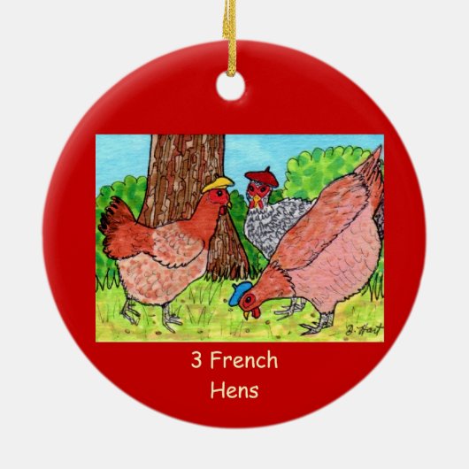 Décoration En Céramique Trois poules françaises (Dos)
