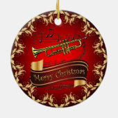 Décoration En Céramique Trompette ~ Scroll musical ~ Joyeux Noël ~ * ~ (Dos)