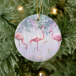 Décoration En Céramique Tropical Cute Family Flamants roses roses<br><div class="desc">Un élégant flamant rouge peint. Le flamant se dresse dans l'eau avec un splendide plumage rouge. L'arrière - plan est dans de belles aquarelles.

Vous pouvez modifier la couleur du texte et le style de police à l'aide de l'option customiser.</div>