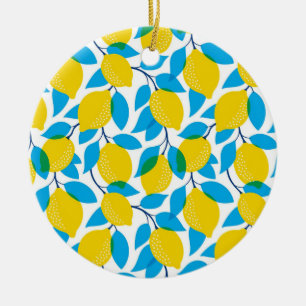 Décoration En Céramique Tropical Sans Fil Avec Citrons Jaunes