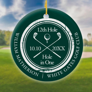 Décoration En Céramique Trou en un de golf vert émeraude rétro personnalis