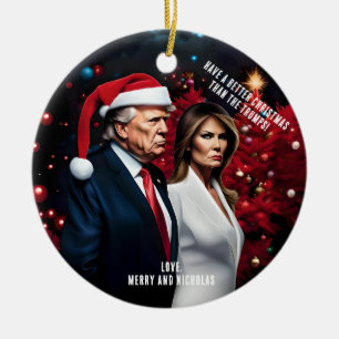Décoration En Céramique Trump et Melania Mauvais Noël