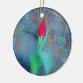 Décoration En Céramique Tulipe rouge sur ardoise gris bleu (Gauche)