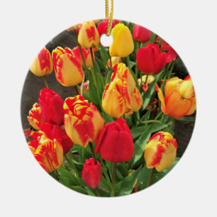 Décoration En Céramique Tulipes jaunes et rouges