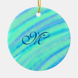 Décoration En Céramique Turquoise bleu vert filigranes ajouter votre monog