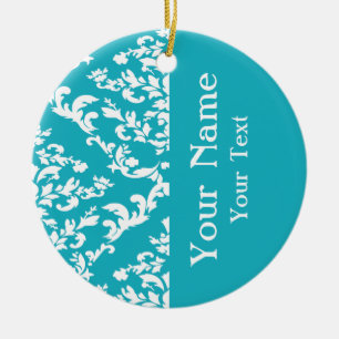 Décoration En Céramique Turquoise gras Damask avec nom chez Emporiomoffa