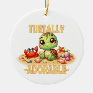 Décoration En Céramique Turtally Adorable fun pun Cute baby Turtle dessin