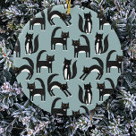 Décoration En Céramique Tuxedo Black and White Cats<br><div class="desc">Cute black and white tuxedo cats going about their business. A fun pattern on a mid blue background.</div>