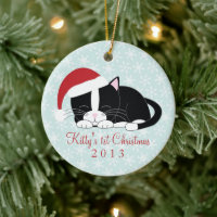 Tuxedo Cat Custom Christmas Ornaments
