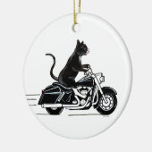 Décoration En Céramique Tuxedo chat noir chevauchant une moto (Gauche)