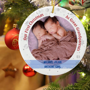 Décoration En Céramique Twins Baby Boys 1st Xmas Great-Grand-parents Photo