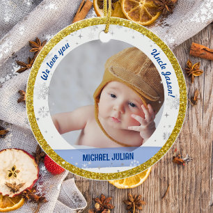 Décoration En Céramique Twins Garçon Fille Photos Oncle Premier bébé Noël