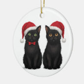 Décoration En Céramique Two Black Kittens Santa Hat Christmas (Gauche)