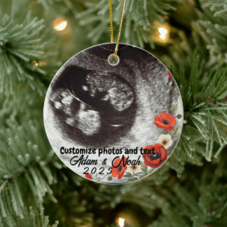 Décoration En Céramique Two Photo Custom Text Red Poppies Free Palestine