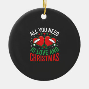 Décoration En Céramique Typographie de chapeau de Père Noël Amour de Noël