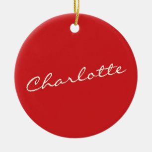 Décoration En Céramique Typographie de script personnalisée Nom Noël Rouge
