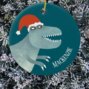 Décoration En Céramique Tyrannosaurus Rex Noël Santa Hat Personnalisé