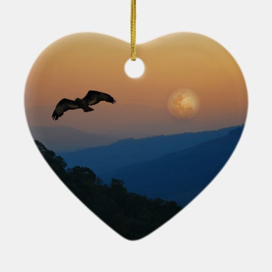Décoration En Céramique Un aigle monte en pleine lune (Dos)