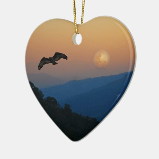 Décoration En Céramique Un aigle monte en pleine lune (Gauche)
