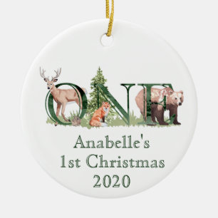 Décoration En Céramique Un animal boisé 1er Noël Personnalisé