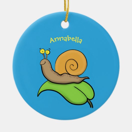 Décoration En Céramique Un mignon escargot heureux sur une illustration d' (Devant)