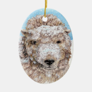 Décoration En Céramique Un mouton en neige