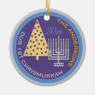 Décoration En Céramique Un Notre 1ère Chrismukkah Photo Tree Menorah Keeps